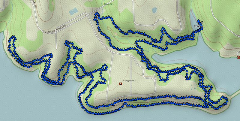 Picture of a map with the actual hike path on it.
